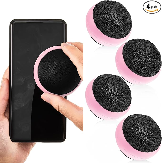 Suclain 4 Pack Touch Screen Cleaner Balls Phone Cleaning Ball Microfiber Touch Car Screen Glass Cleaner for Easter Computer Laptop Phone Monitor(Pink)