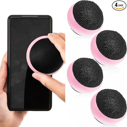 Suclain 4 Pack Touch Screen Cleaner Balls Phone Cleaning Ball Microfiber Touch Car Screen Glass Cleaner for Easter Computer Laptop Phone Monitor(Pink)