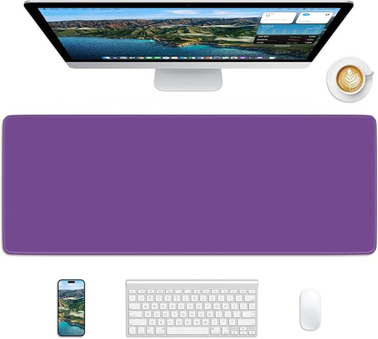 Purple Mouse Pad, 31.5 x 11.8 Large Desk Mat with Stitched Edges & Non-Slip Base, Mousepad for Office, Home, Work