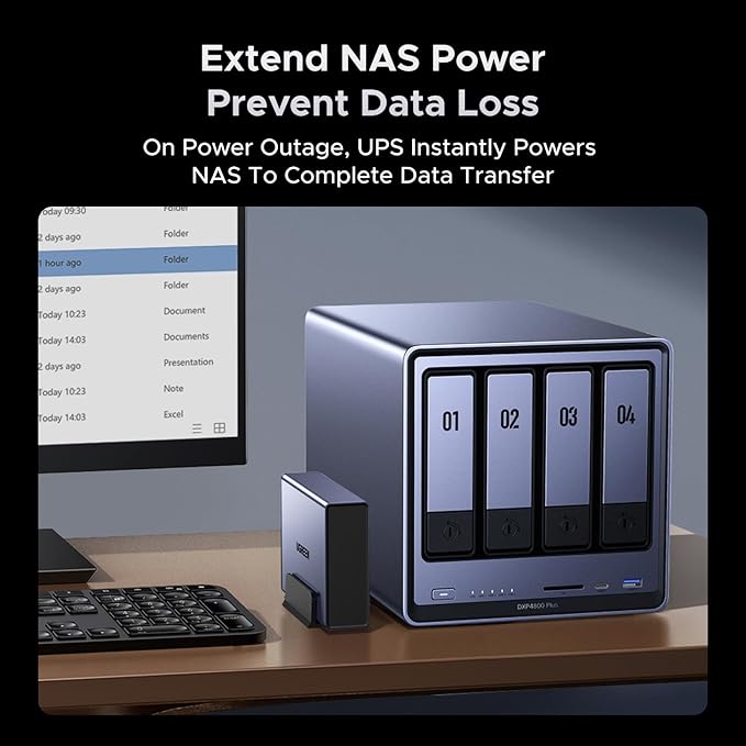 UGREEN NAS US3000, 12000mAh Uninterruptible Battery Power Supply Bundle with UGREEN NAS DXP4800 Plus 4-Bay with136TB Storage Capacity.