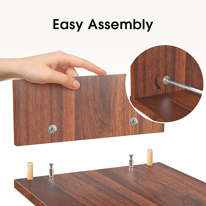 FITUEYES Dual Monitor Stand – 3 Shelf Computer Monitor Riser, Wood Desktop Stand with Adjustable Length and Angle, Desk Accessories, Office Supplies Medium Brown, DT108002WB