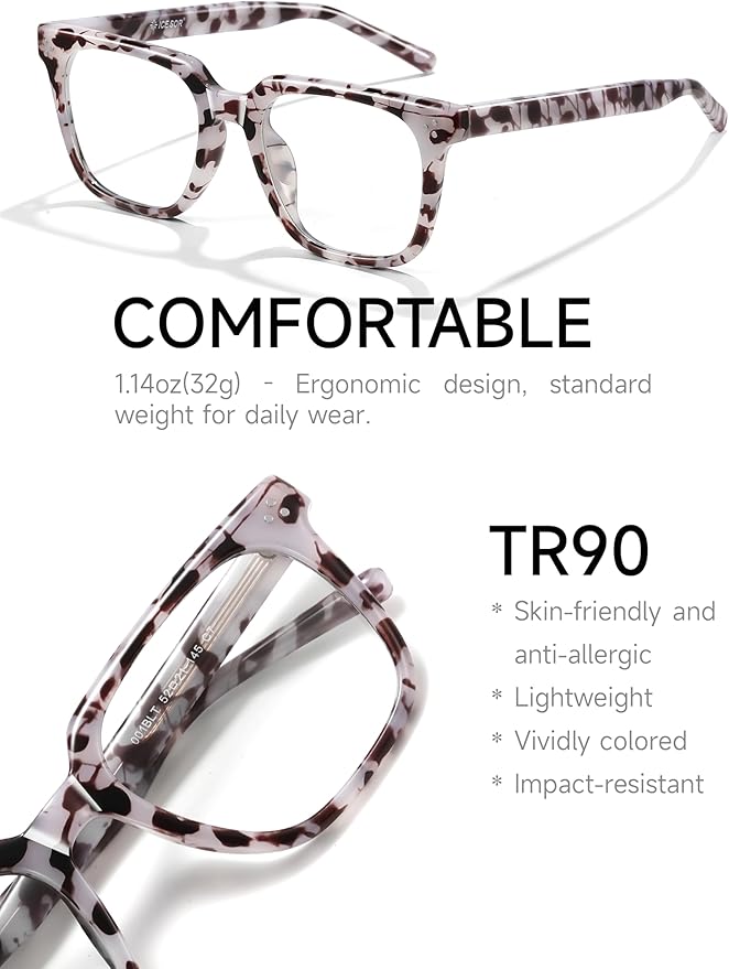 Oversized Square Blue Light Glasses for Woman Men fashion Reduce Eyestrain Protection for TV/Computer/Gaming