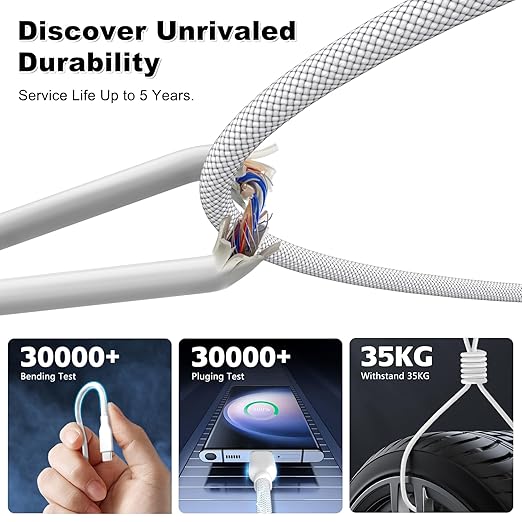 Long USB C Cable 6.6FT, 240W USB C to C Cable Fast Charging Cable, Type-C Charger Cord Compatible with iPhone16/15 Pro Max, Galaxy S25/S24, MacBook Pro/Air, iPad, Laptop, Nintendo Switch 2 & More