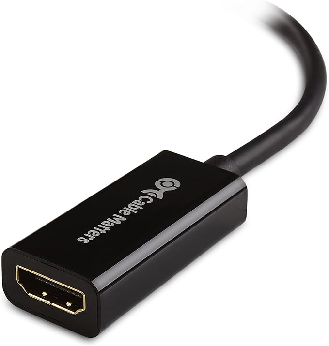 Cable Matters 4K Mini DisplayPort to HDMI 4K Adapter (Mini DP to HDMI Adapter) in Black - Thunderbolt and Thunderbolt 2 Port Compatible