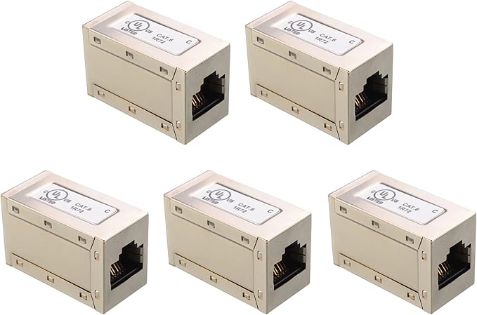 [UL Listed] Cable Matters 5-Pack 10Gbps Shielded Cat 6A Ethernet Coupler, Female to Female, Ethernet Extender Adapter, Cat6 Coupler, Compatible with Cat6, Cat5e