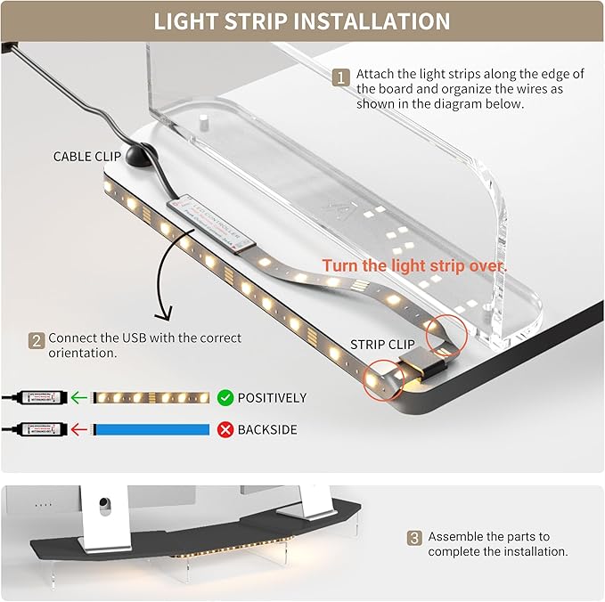 LED Dual Monitor Stand Riser for 2 Monitors,Office Desktop Wooden Stand Adjustable Length and Angle 3 Shelf,Extra Long Multifunctional Stand up to 44.4" for Computer,Laptop,TV,Black