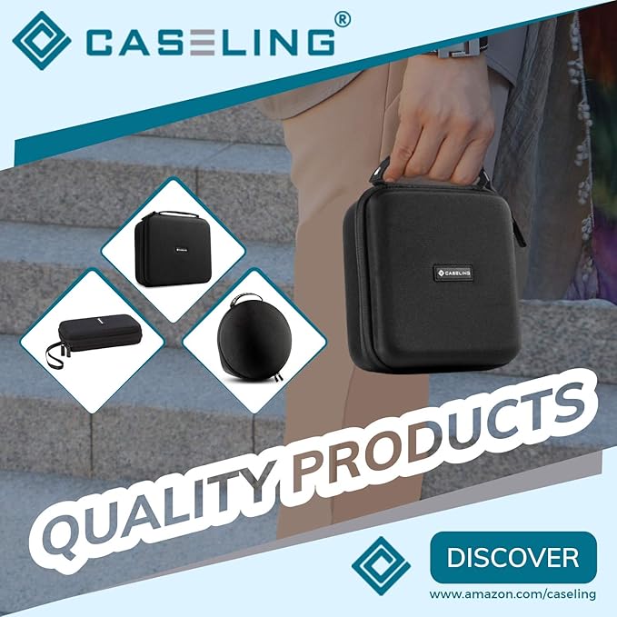 Caseling Hard Case - 7.2"x7.2"x2.2" - for External USB, DVD, CD, Blu-ray Rewriter/Writer and Optical Drives - Portable Carrying Travel Storage Case - EVA ProtectionBlack
