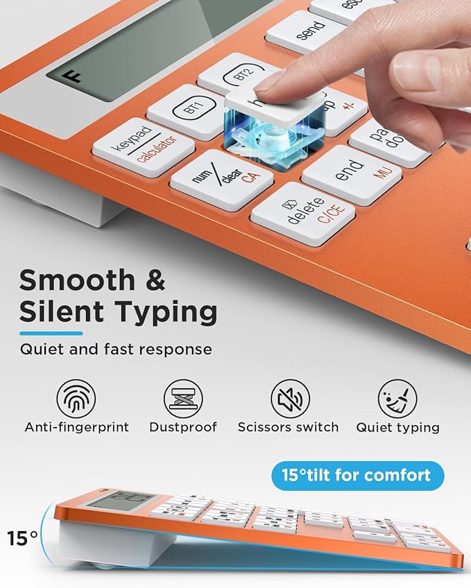 HoRiMe Number Pad for Laptop - Rechargeable Wireless Number Keypad 34 Keys with Dual Bluetooth, 2 in 1 Numeric Keypad Calculator with Display - Portable Slim Numpad for Windows, Mac, iMac, PC, Tablet