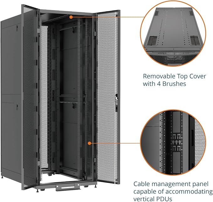 Tecmojo 42U Server Rack Cabinet - PRE-Assembled 32inch Width 48inch Depth IT Network Equipment Cabinet Rack Enclosure with Casters - 3000lbs Weight Capacity,Black