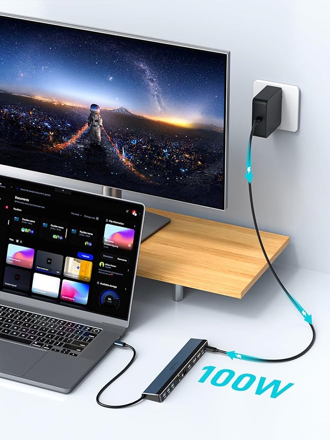 USB C Docking Station Dual Monitor with USB-C 100W Charger, 12-in-1 Laptop Dock with Dual HDMI 4K@30~60Hz, PD 100W, 5Gbps USB Ports*4, SD/TF Slot, Ethernet, Audio for MacBook/Dell/HP/Lenovo/Asus/Acer