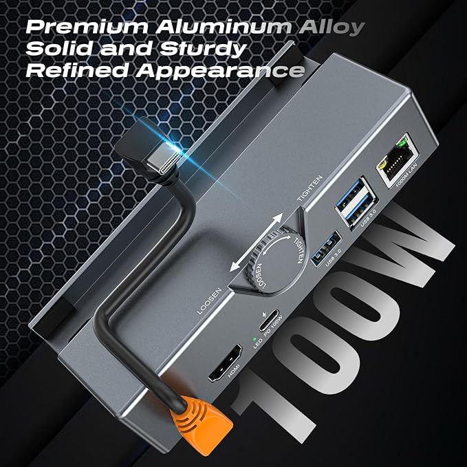 Steam Deck Dock - USB C Docking Station with Adjustable Stand, 100W PD Charging Dock with 4K@120Hz HDMI 2.1,Gigabit Ethernet,3 USB 3.0 Port, for Steam Deck OLED/ROG Ally/Legion Go S