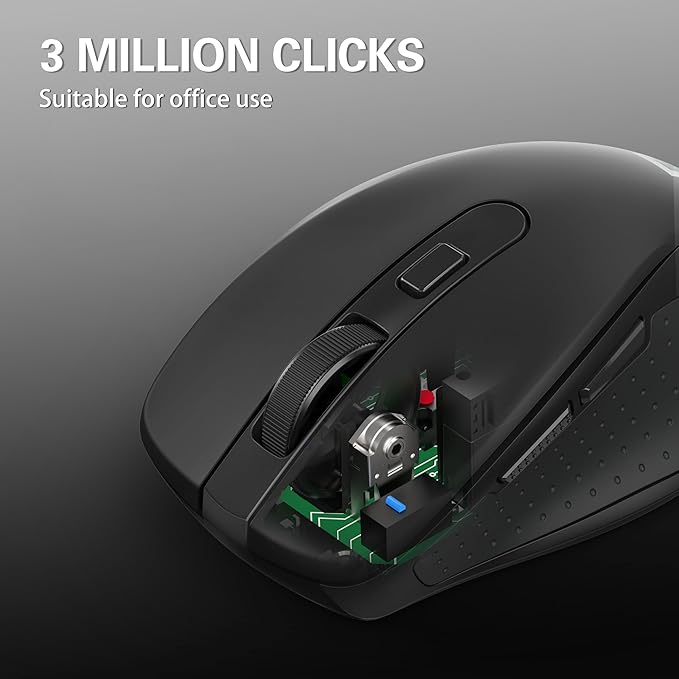 Redragon Wireless Mouse for Laptop, 2.4G Optical Computer Mouse 5-Level 4000DPI, Office Cordless USB Mice, 6 Buttons, 18 Months Battery, Portable for PC, Chromebook, Wins, Mac, Small to Medium Hand