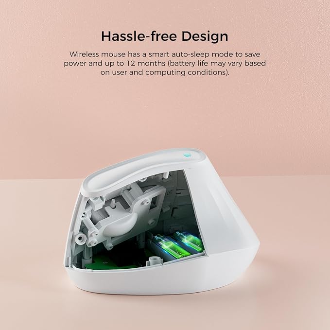 KYSONA 57° Ergonomic Wireless Tower Mouse, Vertical Quiet Ergo Mouse, Bluetooth(BT5.0,BT3.0)&2.4G, (800/1200/2400/2400/4000), 7 Buttons for Windows, macOS, iPadOS, Laptop, PC, White