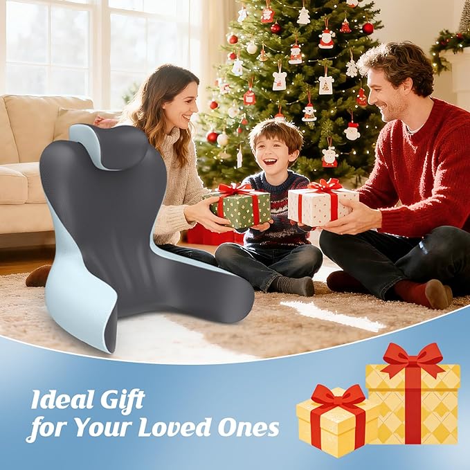 Reading Pillow for Sitting in Bed,22" H Back Support Pillow for Sitting up,Back Rest & Lumbar Support Pillows with Arms, Bed Rest Chair Cushion,Chaise Lounges Reclining,Gaming,Work,Resting(Grey&Blue)
