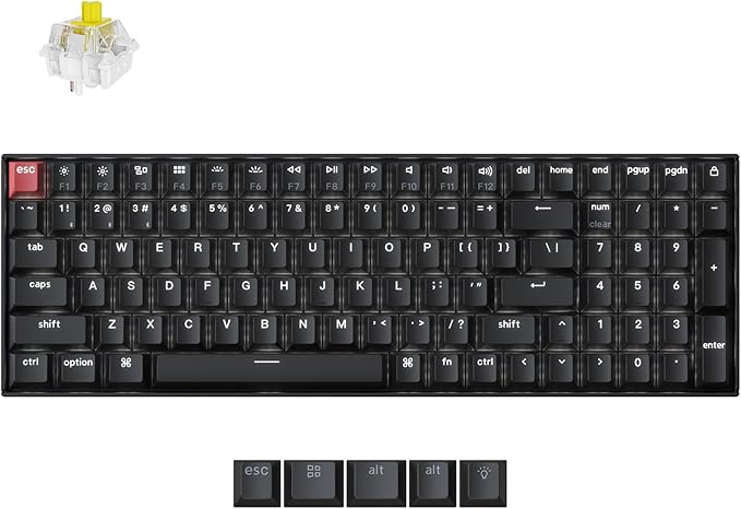 Keychron K4 96% Layout QMK Wireless and Wired Options Mechanical Keyboard, White Backlight Banana Switch, Hot-swappable, Paired with Shine-Through Double-Shot PBT Keycaps for Mac Windows - Version 3