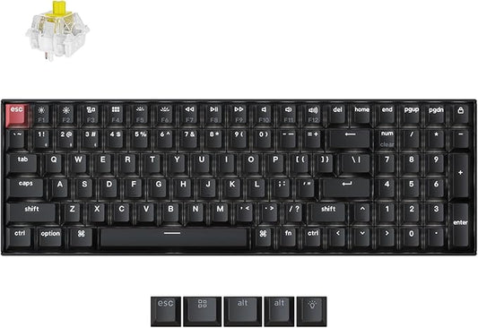 Keychron K4 96% Layout QMK Wireless and Wired Options Mechanical Keyboard, White Backlight Banana Switch, Hot-swappable, Paired with Shine-Through Double-Shot PBT Keycaps for Mac Windows - Version 3