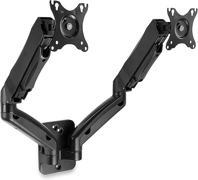 Mount-It! Dual Monitor Wall Mount - 2 Monitor Wall Brackets - Full Motion Adjustable Computer Monitor Wall Mount with Articulating Arms for up to 27" Screens with 75 or 100 VESA Patterns