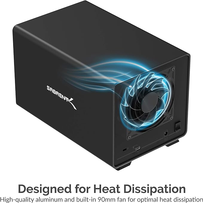 SABRENT 4-Bay USB 3.2 Gen 2 SATA Docking Station for 3.5” HDD/SSD, 10Gbps USB-C DAS, Tray-Less Hot-Swap, Aluminum Enclosure with Cooling Fan, Individual Power Switches, No RAID (DS-SC4B)