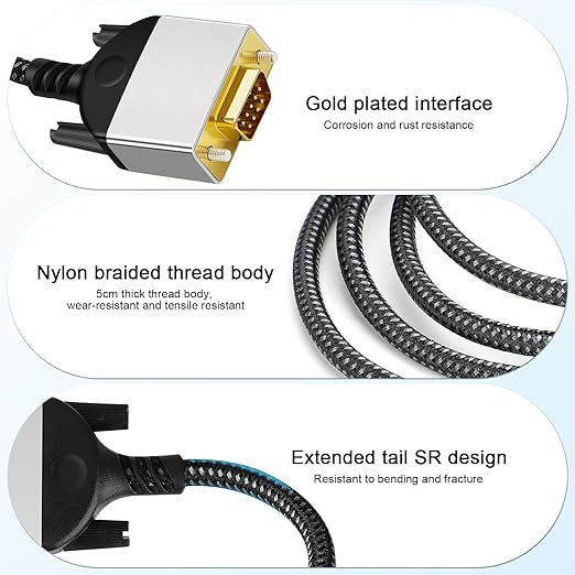 HDMI to VGA Adapter Cable 5ft Uni-Directional Only,Gold-Plated 1080p@60Hz HDMI Male to VGA Male Braided Cord for PC,Laptop,Monitor,HDTV