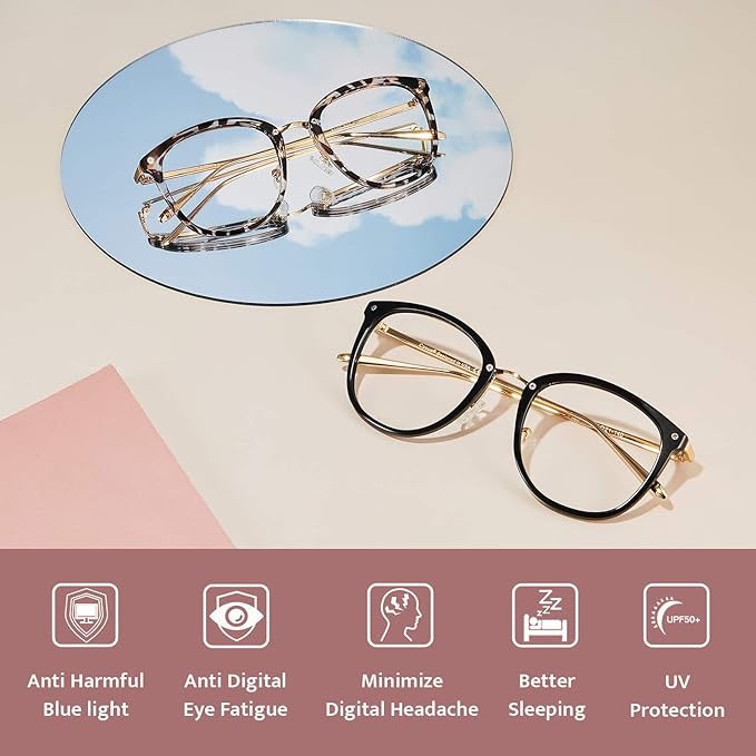Cyxus 2 Pack Blue Light Glasses for Women, Blue Light Blocking Computer Eyeglasses for Woman Anti Eye Strain Glasses Reduce Headaches