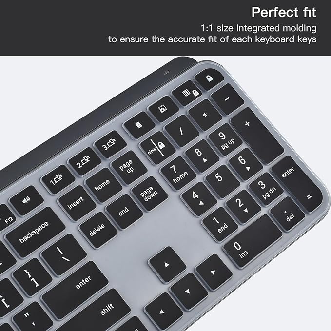 Keyboard Cover Skin for Logitech MX Keys S & MX Keys Advanced Illuminated Wireless Keyboard, Logitech Craft Advanced Wireless Keyboard Protector, (Not Fit MX Keys S for Mac), Black