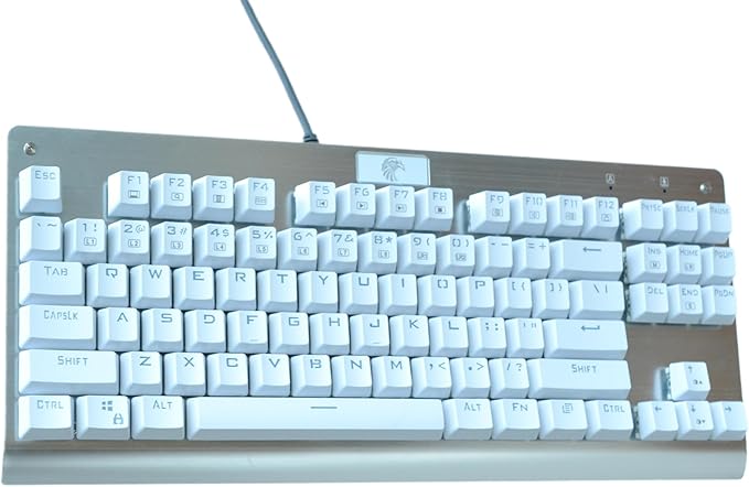 Granvela OUTEMU Brown Switches Mechanical Keyboard - Z-77 87-Key Tenkeyless | Rainbow LED Backlit | NKRO(N-Key Rollover) | Hot Swappable | Tenkeyless |Aluminium Panel -White