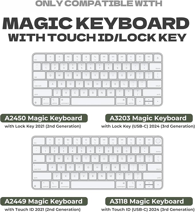 Dexnor Case for Apple Magic Keyboard with Touch ID/Lock Key 2021/2024, Dust-Proof Protective Slim Leather Keyboard Cover with Magnetic Closure Adjustable Typing Angles, Without Numeric Keypad, White