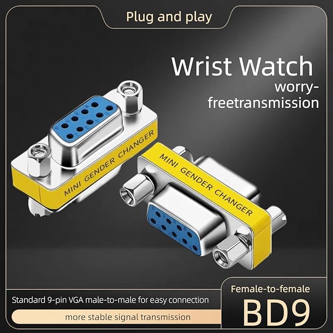 db9 Connector Null Modem Adapter，9-Pin Serial vga Adapter RS232 db9 Gender Changer,for Computer and Industrial Device Data Transfer(F-F (10P))