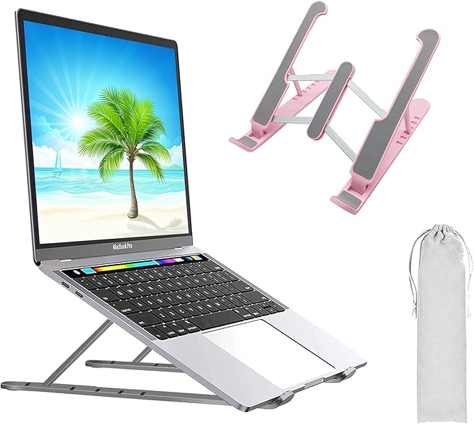 T Legend Laptop Stand for Desk,Very Portable and use Anywhere,Compatible with 9-15 inch Laptops(Plastic Pink)
