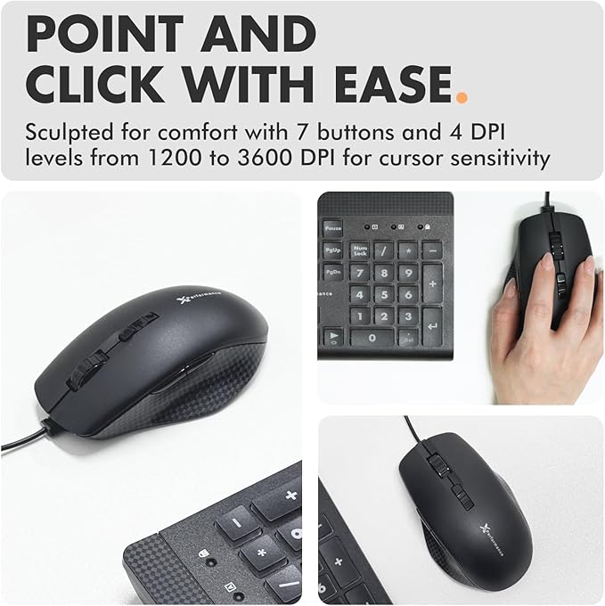 X9 Performance Wired Keyboard and Mouse Combo - Easy to See Backlit Large Print Keyboard Mouse for PC and Windows with 107 Light Up Keys, 7 Color LEDs, USB Wired, 4 DPI Modes