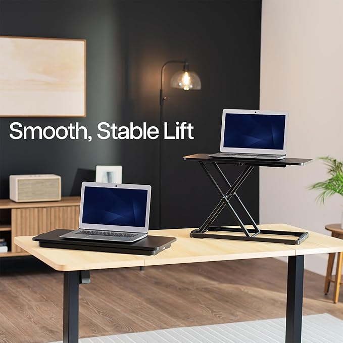 VIVO Single Top 24 inch Scissors Lift Keyboard and Mouse Riser, Height Adjustable Laptop Desk, For Ergonomic Sit Stand Workstations, Black, DESK-V024A