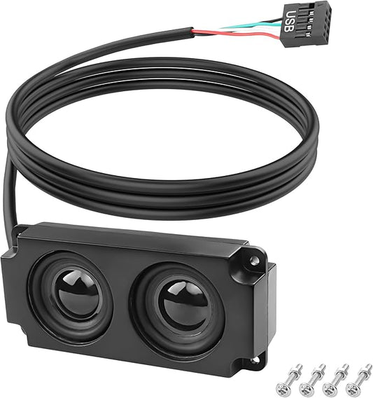 XMSJSIY Motherboard Speaker Internal USB PC Computer Speaker 9 Pin for Desktop Case Audio Stereo Loudspeaker Hidden Small Type DIY-0.6M/1.9FT 1 Pair