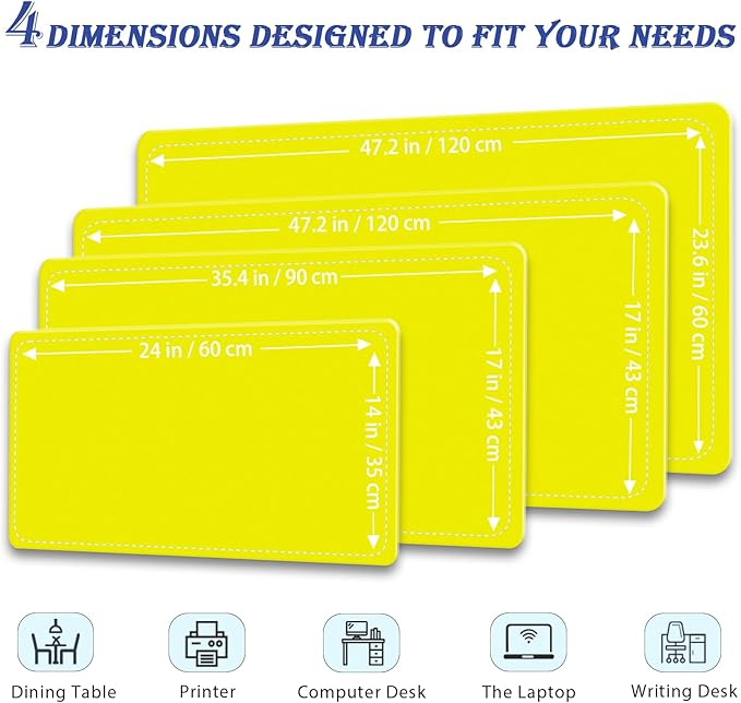 Large Desk Mat 35.4" x 17", PU Leather Desk Pad Protector, Non-Slip Large Mouse Pad for Desk, Waterproof Computer Desk Mat, Office Desk Pad for Keyboard Mouse, Desk Writing Mat (Lemon Yellow)