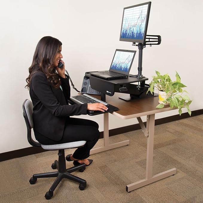 Tripp Lite Sit Stand Desktop Workstation, Adjustable Standing Desk with Clamp (WWSSDC)