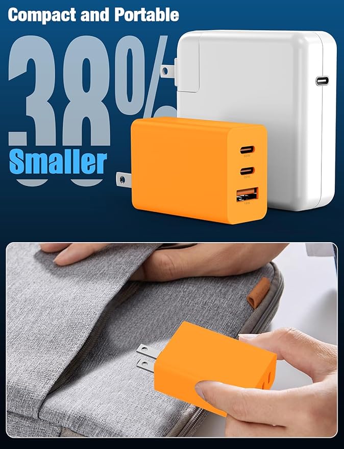 2Pack 100W USB C Wall Charger Block, 3-Port USB C Charging Adapter,65W Type C Super Fast Charging Power Plug Cube for MacBook Pro/Air,i-Pad Pro,i-Phone 17/16/15, Galaxy S25,and More