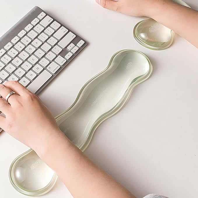 Clear Gel Wrist Rest for Keyboard, Ergonomic Keyboard Wrist Rest for Typing Pain Relief, Keyboard Arm Rest for Office, Gaming, Computer, Laptop - Transparent Green