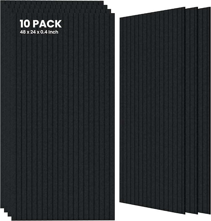 10 Pack Large Acoustic Panels,47.2 x 23.6 x 0.35 Inch Sound Proof Foam Panels for Walls，Premium Noise Dampening Panels,Sound Panels for Media Room, Office and Studio,Black