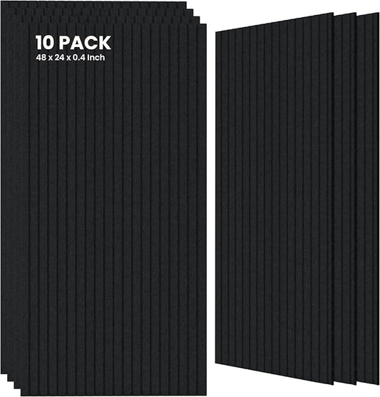 10 Pack Large Acoustic Panels,47.2 x 23.6 x 0.35 Inch Sound Proof Foam Panels for Walls，Premium Noise Dampening Panels,Sound Panels for Media Room, Office and Studio,Black