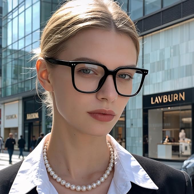 Oversized Square Blue Light Blocking Glasses for Women and Men - Gaming & Computer Anti-Fatigue