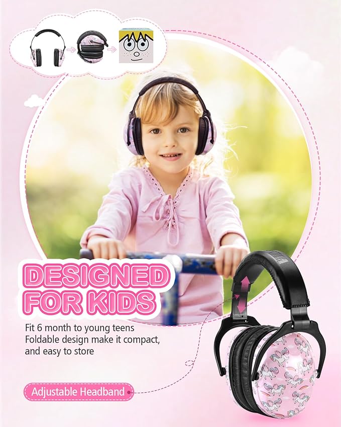 ZOHAN EM030 Kids Ear Protection, Noise Cancelling Headphones Ear Muffs for Autism Sensory, Safety Noise Reduction Hearing Protection for Monster Truck/Concerts/Fireworks/Air Shows