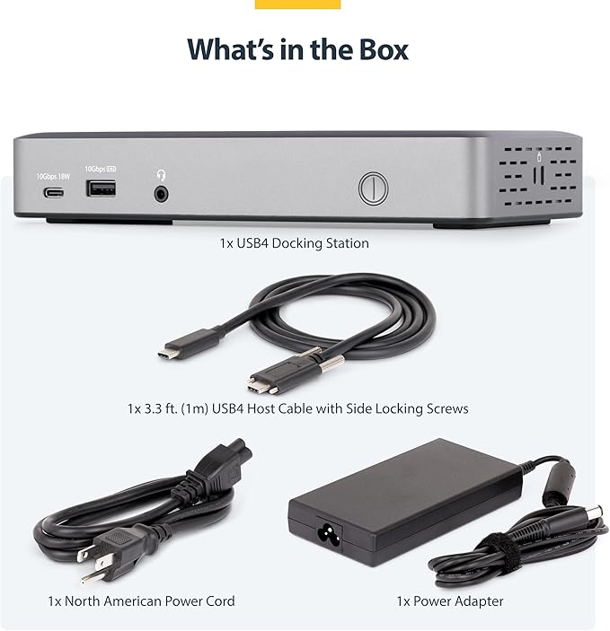 StarTech.com USB-C Docking Station (USB4), Triple 4K 60Hz Monitors, Up to 100W Laptop Charging, 2.5GbE, Driverless, Not macOS Compatible