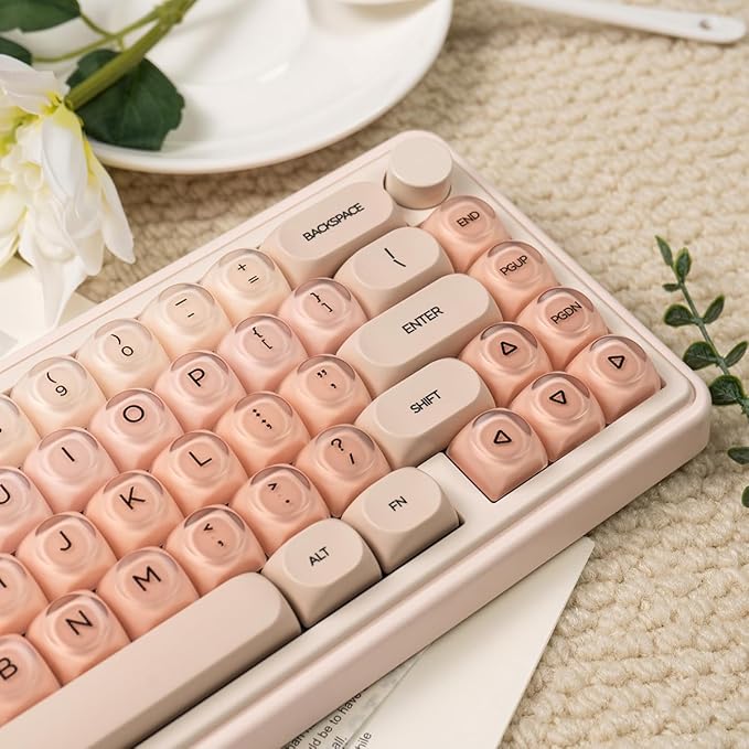 Sumgsn 132 Keys PBT Pink Jelly Keycaps MOA Profile Keycaps Set Comaptible with 61/64/87/104/108 Cherry Mx Switches Mechanical Keyboards (Only Keycaps)