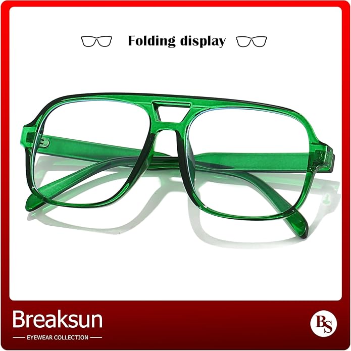 Oversized Square Aviator Glasses for Women Men Big Frame Retro Blue Light Blocking Glasses Vintage Style
