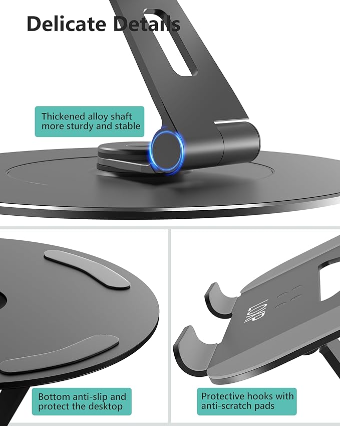 Ultra-Stable Laptop Stand for Desk with Larger Base, Desktop Organizer, Military-Grade Aluminum Anti-Loosening Structure - Height Adjustable Printer Stand Suitable for 10-17.3 inch