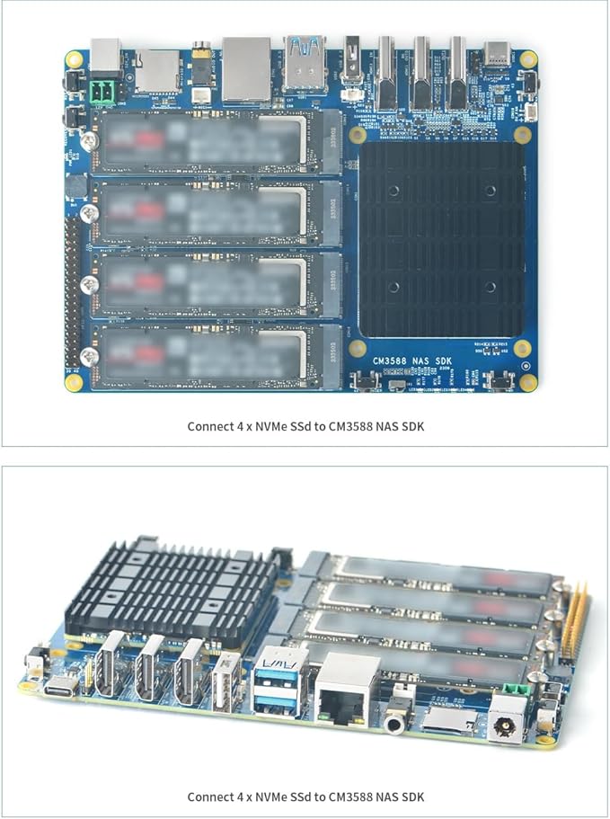 WayPonEV CM3588 NAS Network Storage CPU Module, 4/8/16/32GB RAM, up to 256GB eMMC, 8-core Rockchip RK3588 Chip – 6.0TOPS NPU for Cloud Server, Laptop Alternatives and AI Deep Learning (Carrier Board)