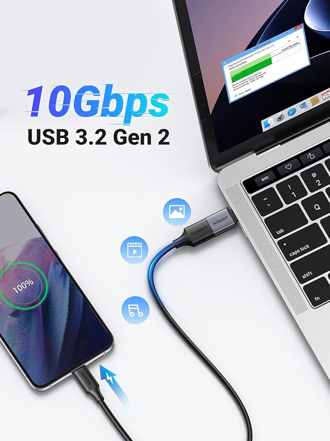UGREEN USB C to USB A 3.2 10Gbps OTG Adapter 2 Pack Compatible with iPhone 17 Pro Max Air 16 15 MacBook Air iMac iPad Galaxy Tab S9 S25,Black