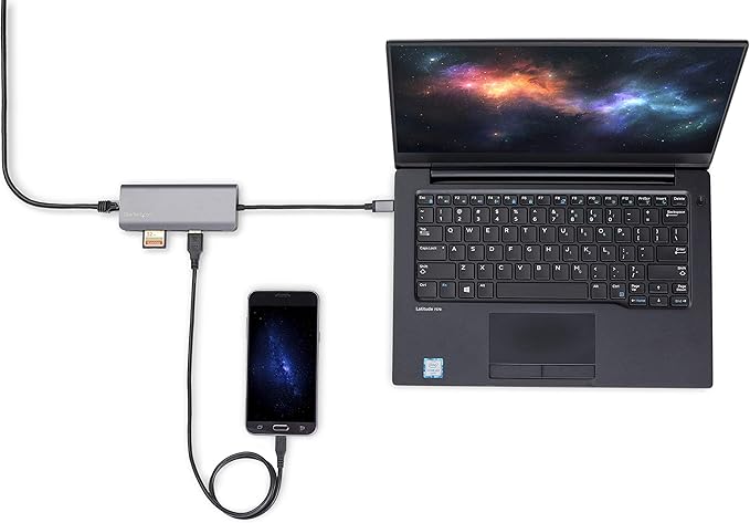 StarTech USB C Multiport Adapter, USB-C Travel Dock to 4K HDMI, 3x USB-A 3.0 Hub, SD/SDHC, GbE, 60W PD 3.0 Pass-Through, Portable USB Type-C Mini Docking Station, Thunderbolt Compatible