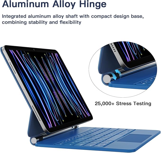 for iPad Air 11 inch Case with Keyboard (M4/M3/M2, 2026/2025/2024), iPad Pro 11 (4th/3rd/2nd/1st Gen) & Air 5/4th Magic Keyboard Case, 11 Colors Backlit, Multi-Touch Trackpad, Steel Blue