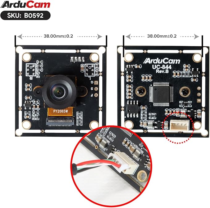 Arducam 120fps Mono Global Shutter USB Camera Module, 800P High Speed UVC Webcam with 130°D Wide Angle M12 Lens, for PC, Laptop, Android Devices & Raspberry Pi