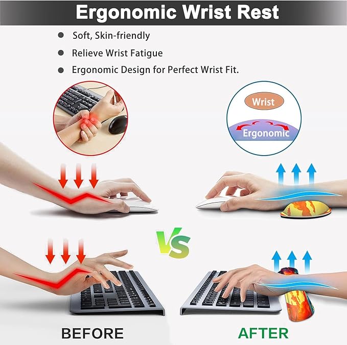 Large Mouse pad and Keyboard Support Set, Ergonomic Memory Foam Keyboard Wrist Rest, Extended Gaming Mouse Pad with Stitched Edges, Psychedelic Shoreline XXL Desk Mat (31.5 X 11.8 in)